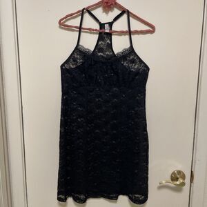 Coquette Fairy Negligee Lingerie Nightgown Sheer Lace Black Size S 4-6 George